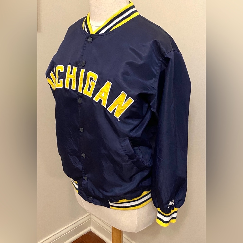 Adidas Men’s Michigan Wolverine Vintage Blue Yellow SZ 14/16 College Y2K Jacket - Picture 6 of 14